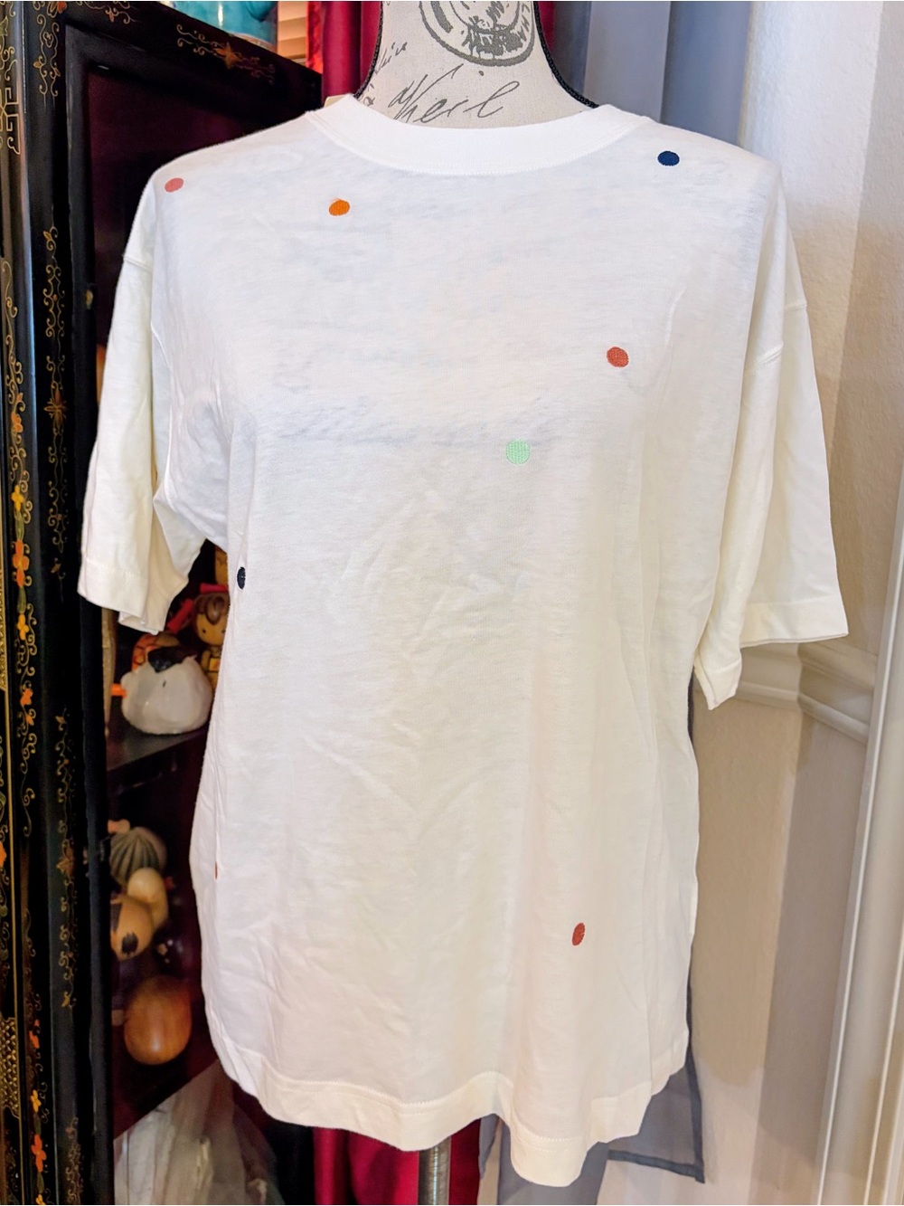 Ladies Vintage 90’s Esprit Collection Embroidered Multi-Color Dots T-Shirt